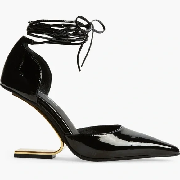 Jeffrey Campbell Demi d'Orsay pump in Black Patent finish with gold- tone Heels - Picture 14 of 15